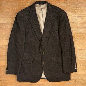 Vintage Mens Wool Lacrosse Blazer Size 42L 70s Plaid Sport Coat Olive Brown